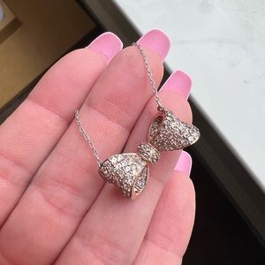 Rose gold bow necklace 1/5 ct